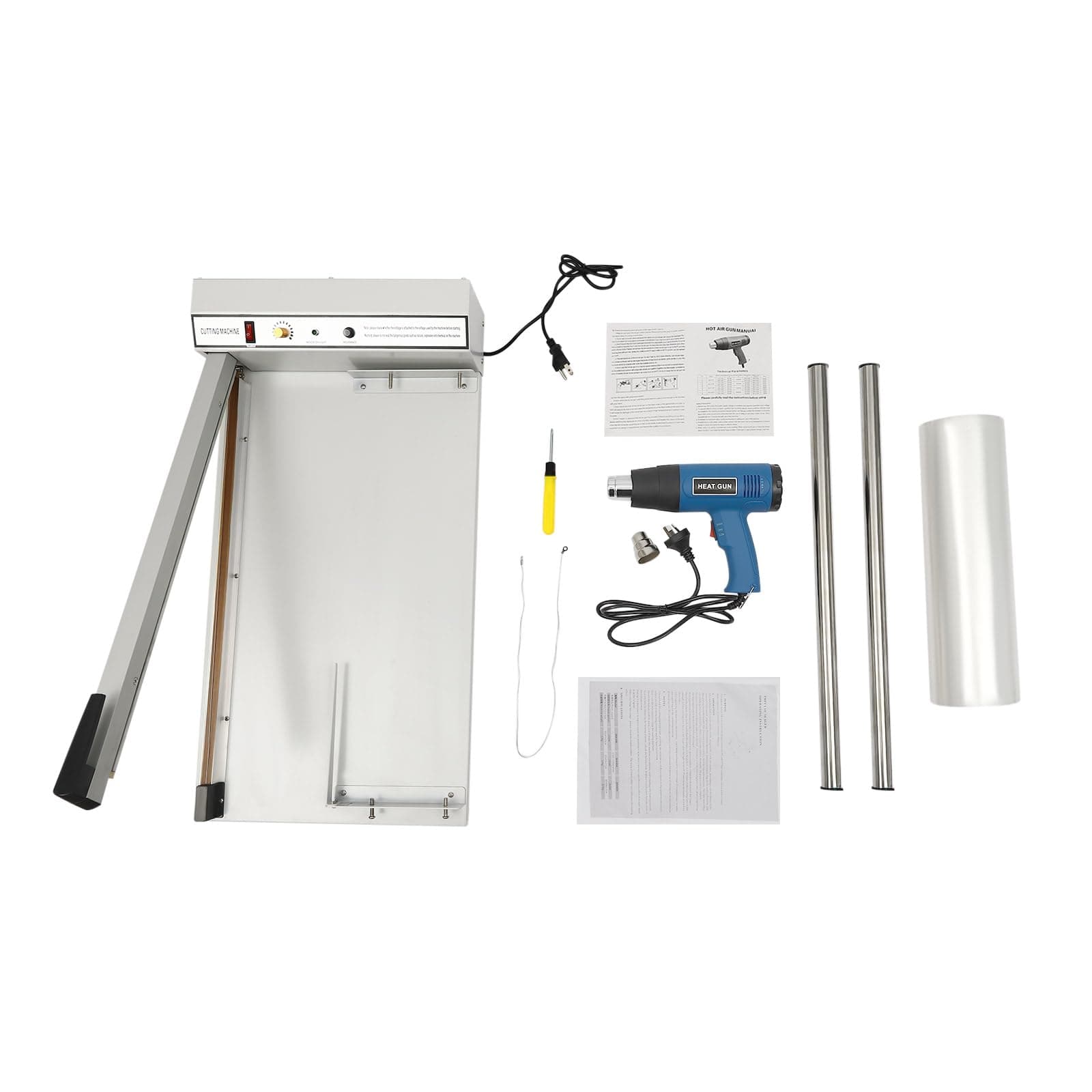 24" Shrink Wrap Machine, 530W Packaging Sealing Machine with 1500W Heat Gun Shrink Wrap Sealer 572-968℉ Heat Sealer Machine Compatible with PP PE PVC and POF Film