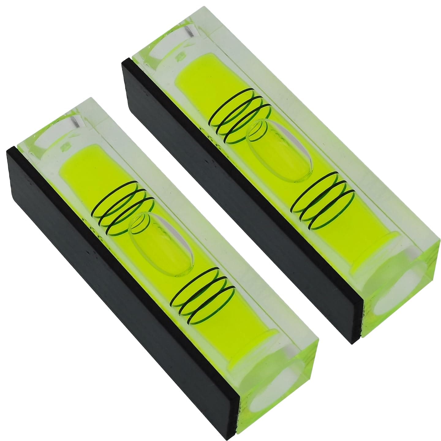 Mini Level Bubble Small Horizontal Bubble Three Line Horizontal Pearl Level Magnetometer (52 * 20 * 15mm Green magnetism 2PCS)