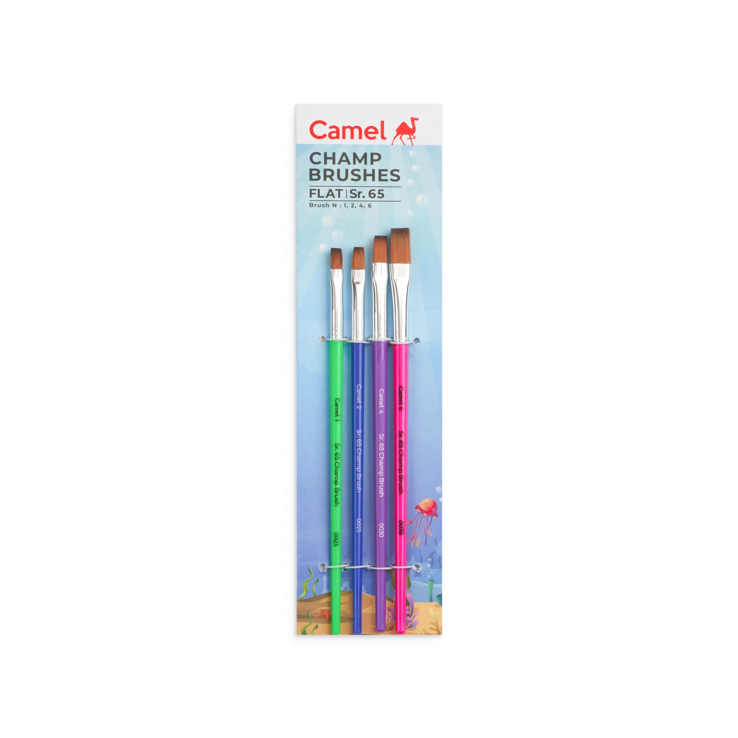 Camlin Champ Flat Brush Set - Pack of 4 (Multicolor)