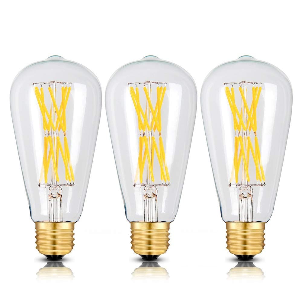 Edison Light Bulbs 100 watts,15W Dimmable Led Bulbs, 2700K Warm White 1300LM E26 Medium Base, ST21(ST64) Edison LED Filament Bulbs, 360 Degrees Beam Angle, Pack of 3