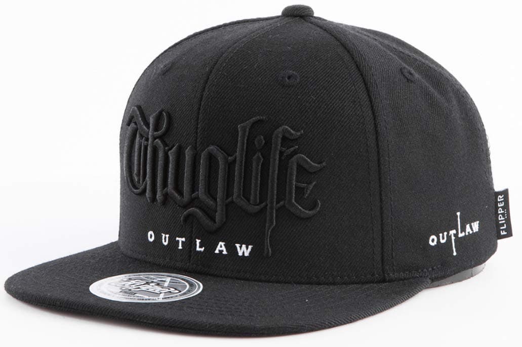 FlipperThuglife 3D Logo Embroidery Flat Brim Bill Baseball Cap Medium Profile Korean Kpop Adjustable Snapback Hat for Men Women, Black/Original Logo, 7 3/8-7 5/8