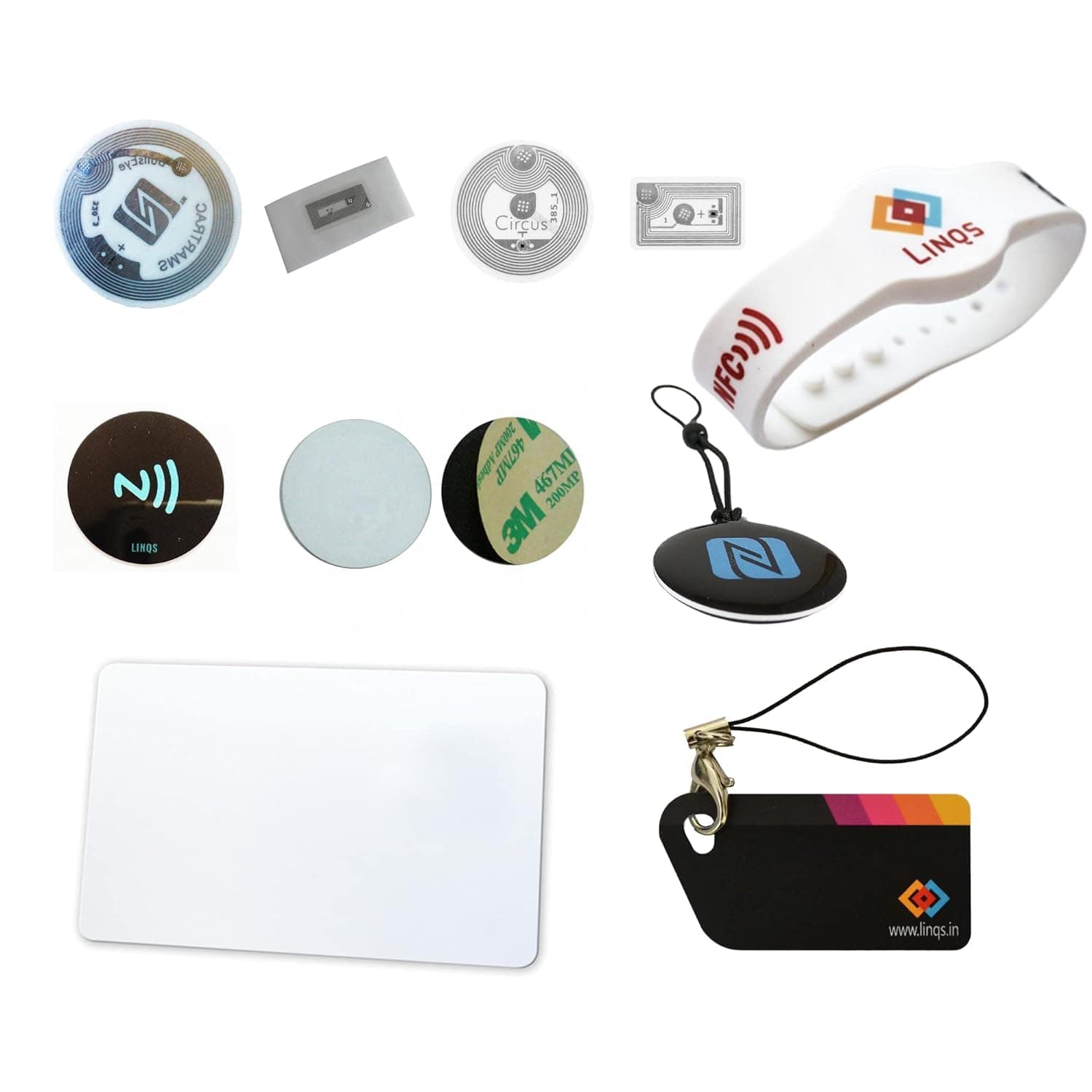 LINQS - RFID/NFC Developer Pro Kit | NXP NTAG210, NXP NTAG213, NXP NTAG215, NTAG126 Chips in Jelly Tag, Wristband, Card, Band & Sticker Form Factors!