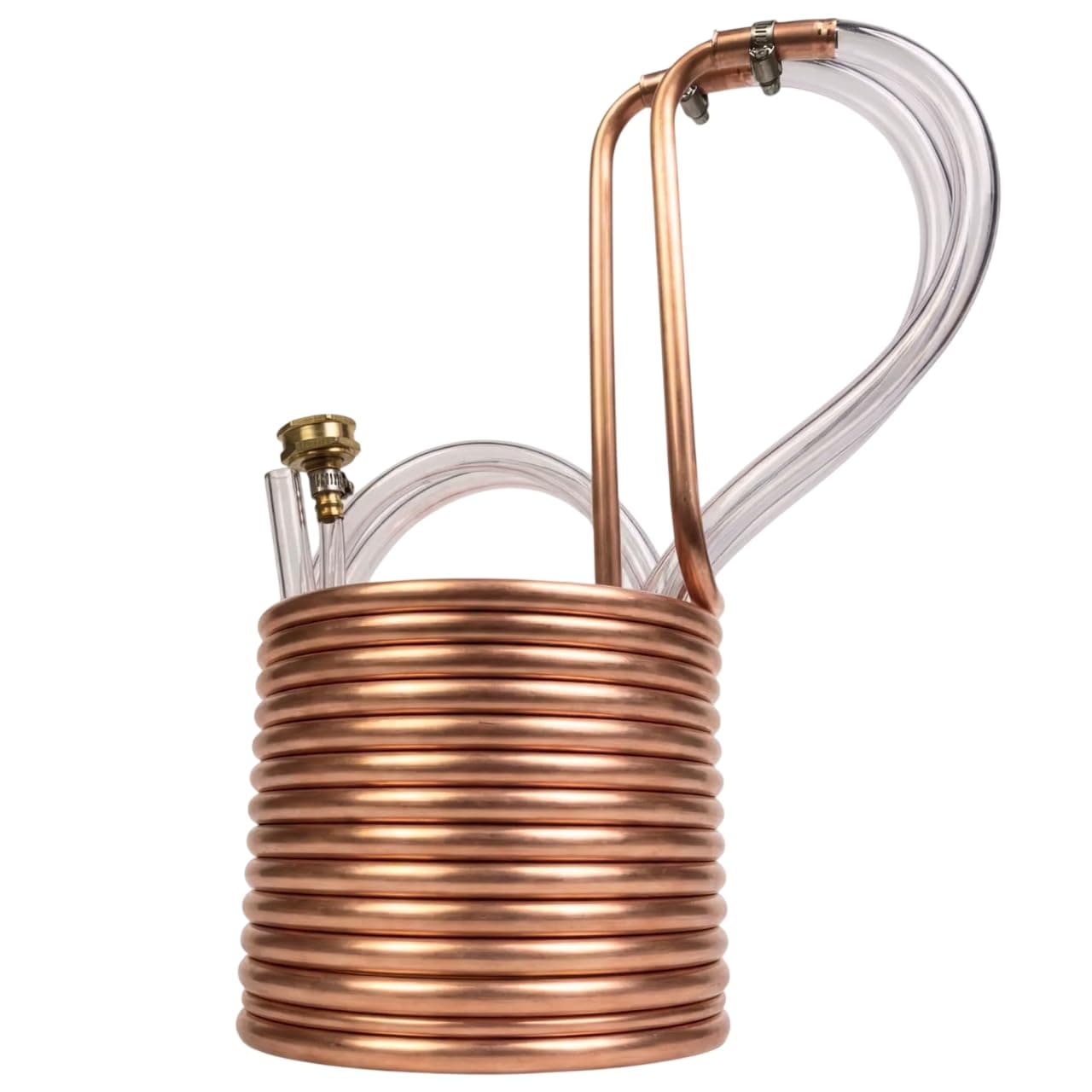 Coldbreak 25Ft. Wort Chiller with Copper Coil - Compact and Basic Immersion Beverage Chiller and Beer Brewing Equipment - 2pcs of 4Ft. Vinyl Tubings with Garden Hose Fitting and Hose Clamps Included