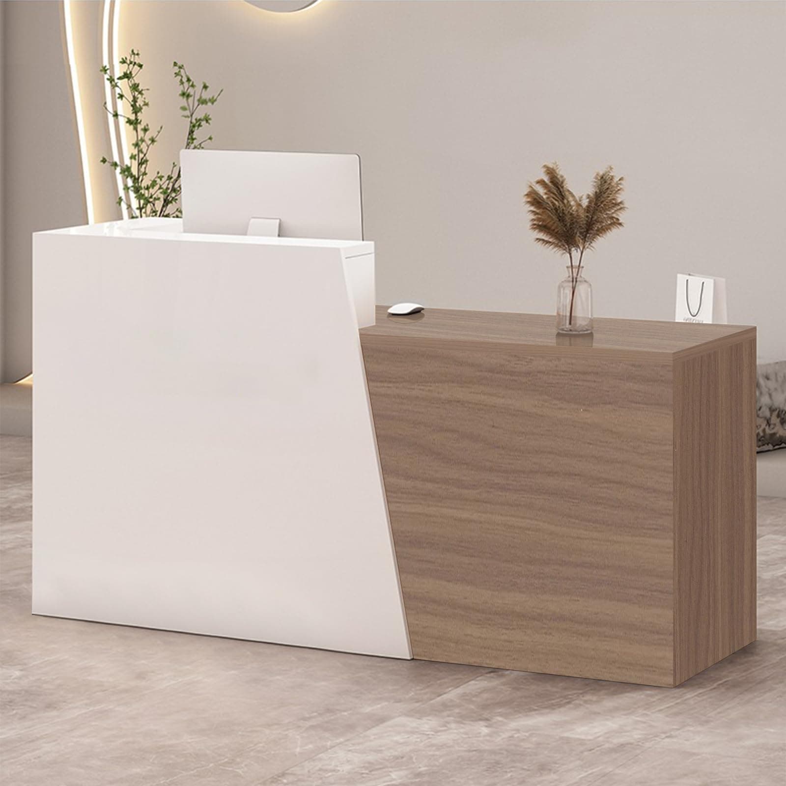 Retail Reception Desk with Storage, Modern Checkout Counter for Store, Anti-Scratch Front Desk for Salon, Boutique, Cafe – Easy Assembly N 70.9" × 16.5" × 39.4"