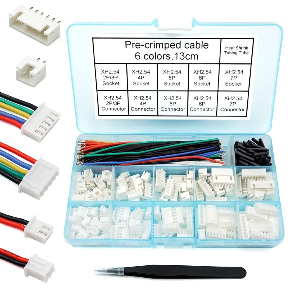 2.54mm XH Connector Socket Kit with pre-Crimped Cable Wire 2/3/4/5/6/7 Pin Housing JST Adapter Cable Male and Female Compatible with JST-XH Connector (Connector&Socket)