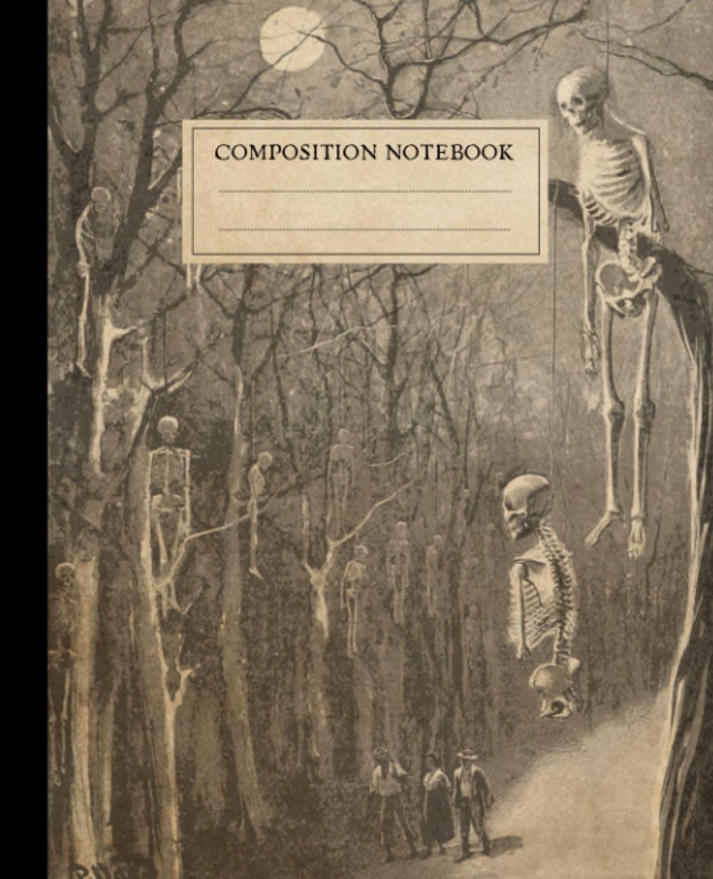 Vintage Composition Notebook: Haunted Woods & Skeletons Halloween Journal - Gothic Horror Aesthetic - Cream College Ruled Pages for Adults & Teens
