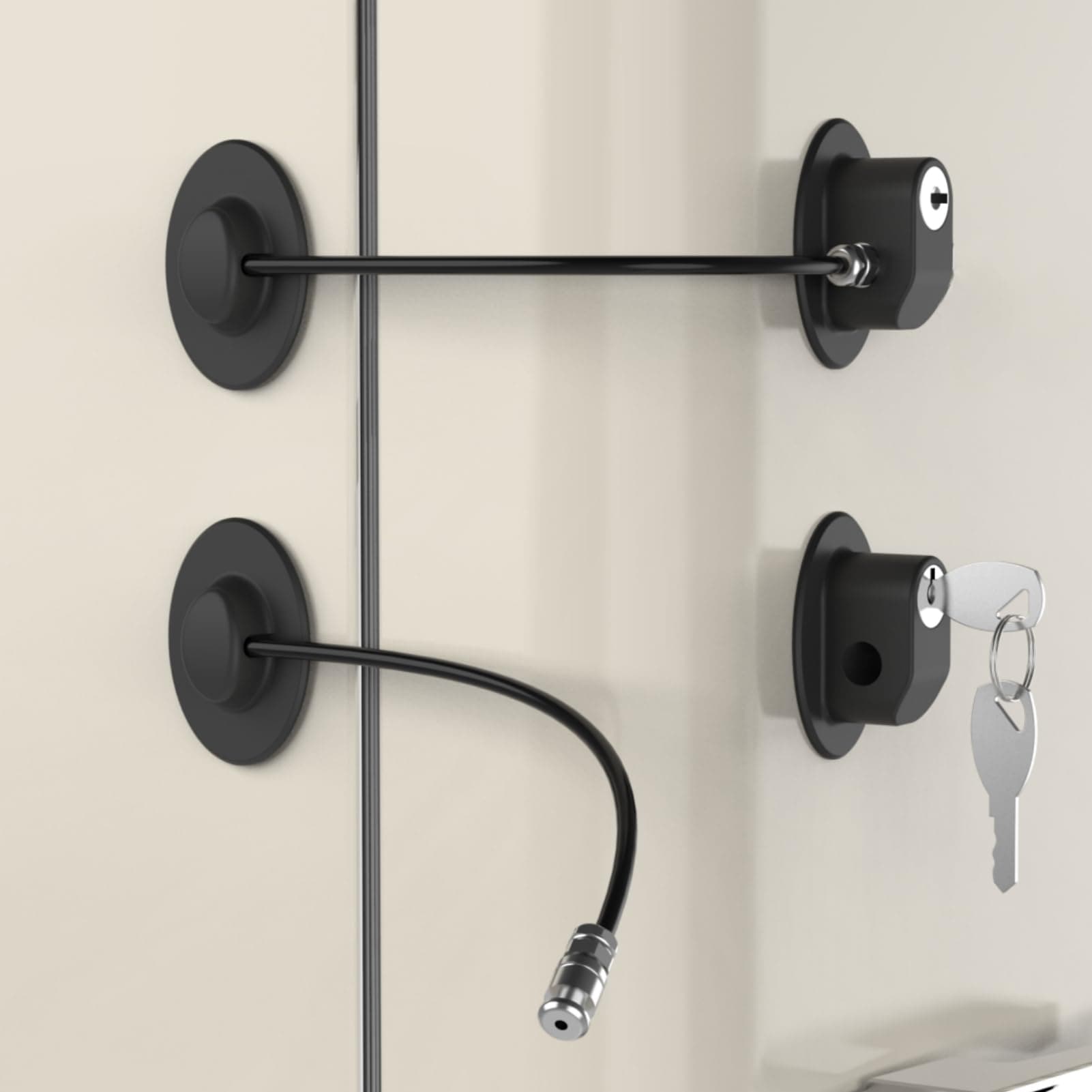 2 Pack Refrigerator Door Locks with 4 Keys, File Drawer Lock, Freezer Door Lock and Child Safety Cabinet Locks by Black