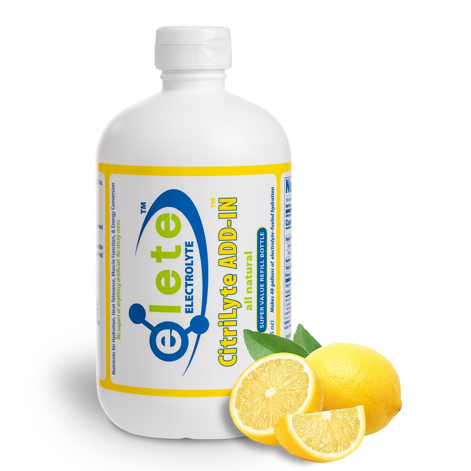 elete CitriLyte Electrolyte Add-in Hydration Drops | Sodium Magnesium Potassium Trace Minerals | Slight Lemon Flavor | Muscle Cramp Relief | Transform Any Drink into a Sports Drink, 18.6oz Refill Size