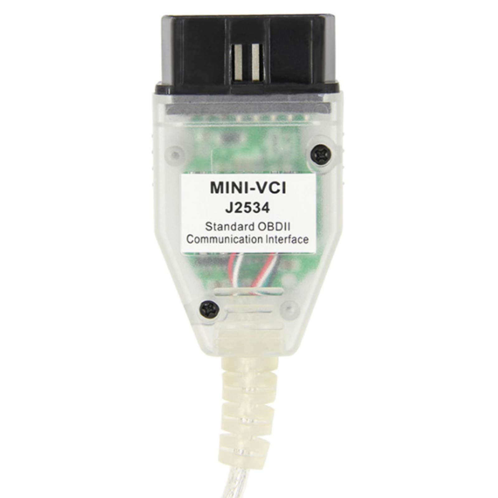 Mini VCI Cable OBD2 J2534 Cable Connector Scanner Adapter Fit for Toyota TIS Techstream V15 OBD II Adapter Connector Diagnostic Cable Scan Tool, Support Win XP/ WIN7 WIN10