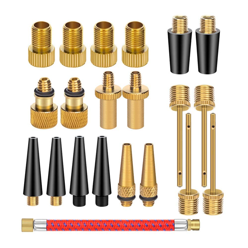 21PCS Brass Presta Schrader Valve Adapter Tools, Ball Pump Needle, Bike Tire Pump Accessories Fit for Gym Balloon Toy