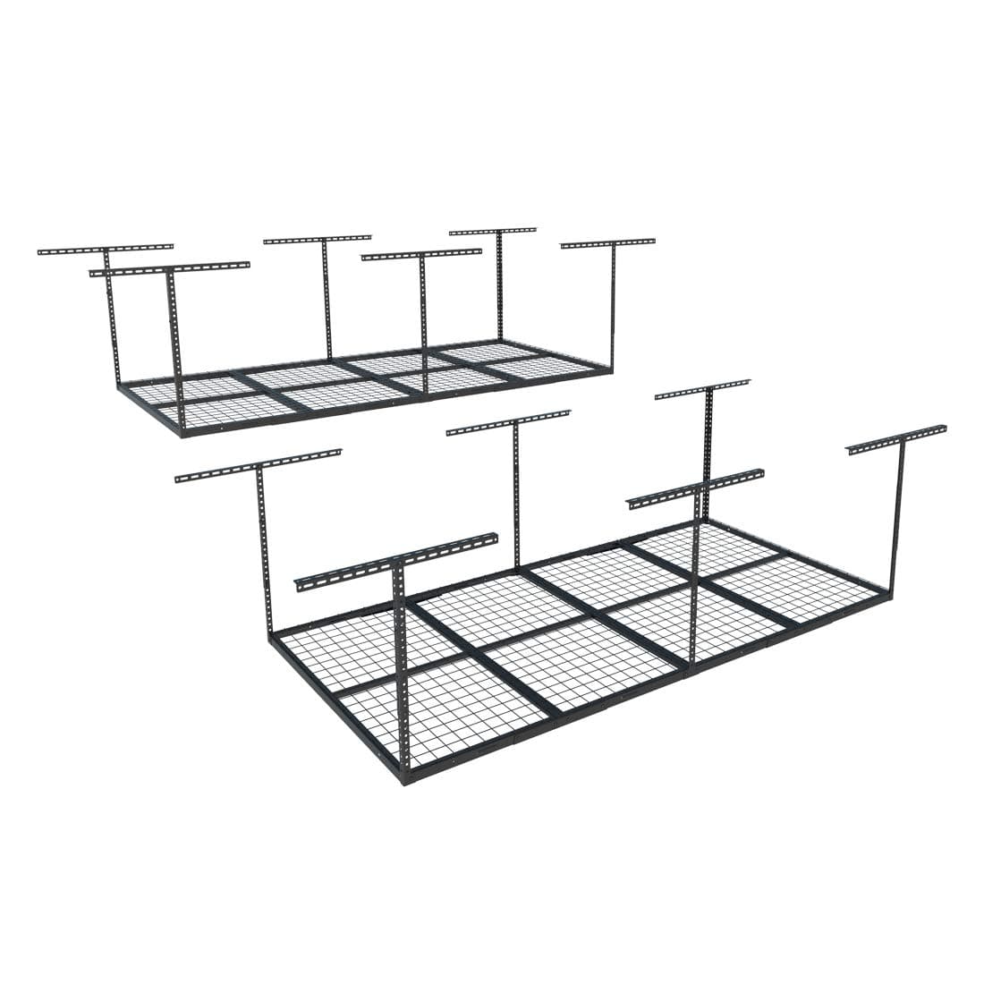 4x8 Overhead Garage Storage Rack, Adjustable Organization System, Heavy-Duty Metal Ceiling Racks, 2 pack, Black, Classic Series