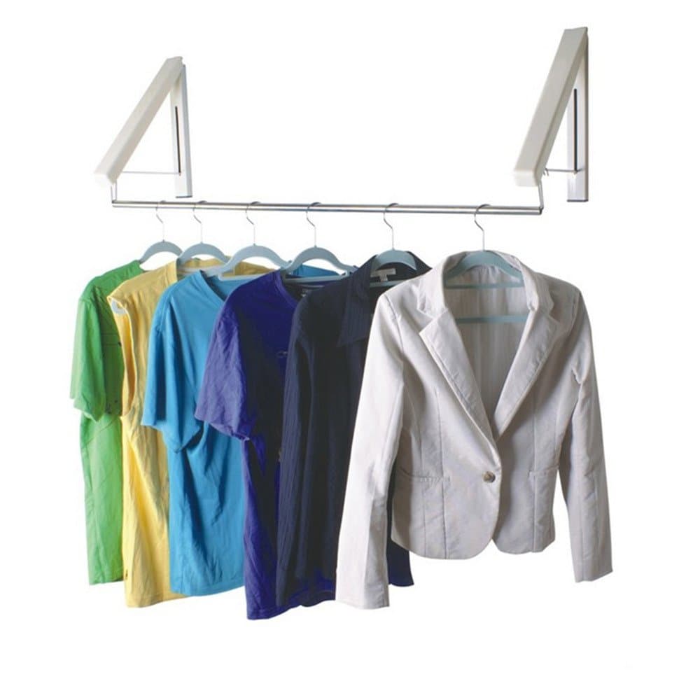 Pack of 2 Invisible Retractable Laundry Rack Wall Bracket for Hanging Clothes Umbrella Wall Mounted w/ Free Clothesline Pole