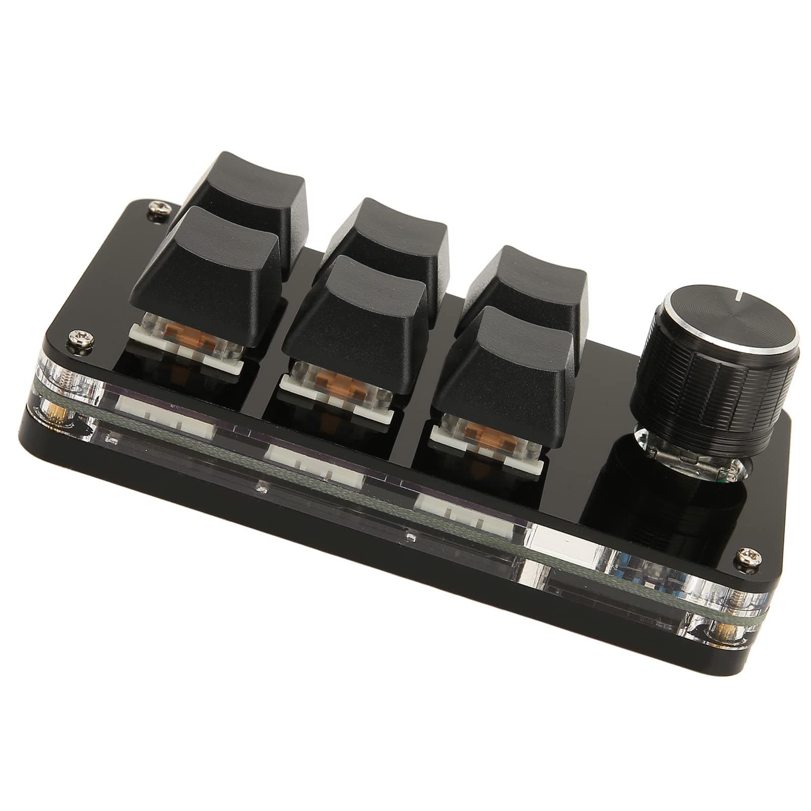 PUSOKEI 6 Keys Mini Number Pad, Programmable One Handed Macro Mechanical Keypad, for Office, Gaming, Music, Media, Industrial Control