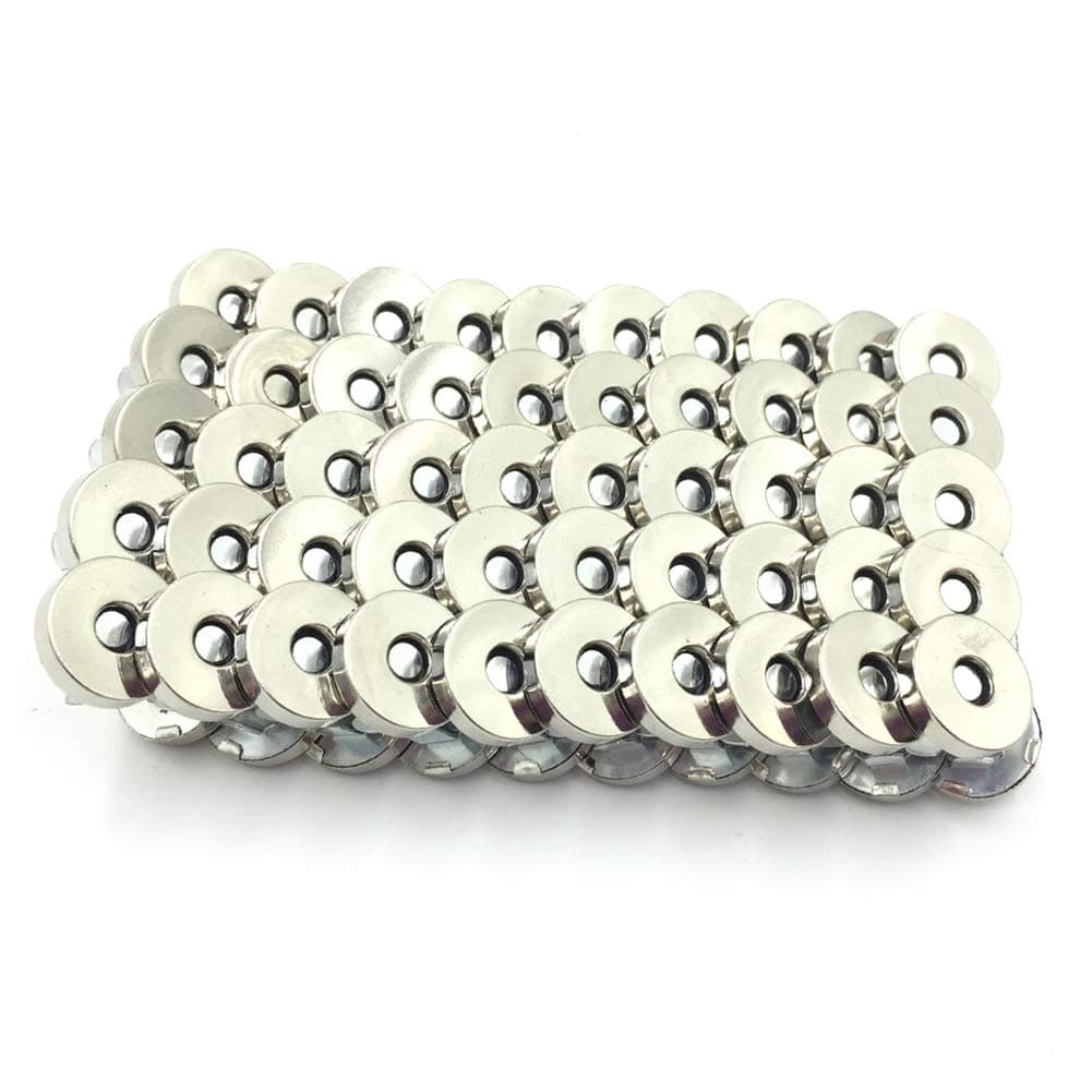 100 Sets Silver Tone Magnetic Purse Snap Clasps Button /Great for Closure Purse Handbag Clothes Sewing Craft No Tools Required 14mm (14mm)