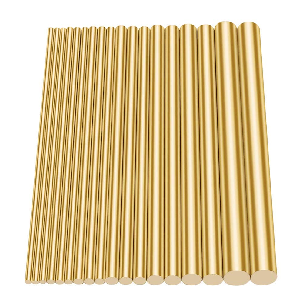 18Pcs Brass Solid Round Rod Lathe Bar Stock Assorted for DIY Craft Tool, Diameter 2.5-8mm Length 100mm