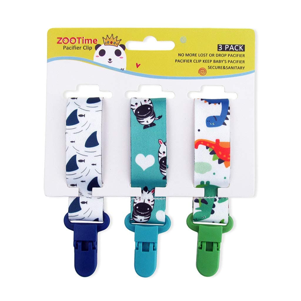 Cutebility Dummy Clips Baby Pacifier Clips 3 Pack Pacifier Holder Straps for Girls Plastic Teething Clips Modern Unisex Design(2)
