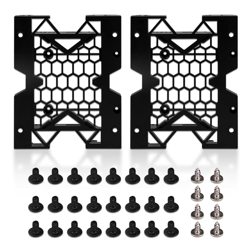 KOOBOOK 2Pcs 5.25" to 3.5" 2.5" SSD HDD Tray Caddy Case Adapter Hard Disk Drive Bays Holder Cooling Fan Mounting Bracket for PC