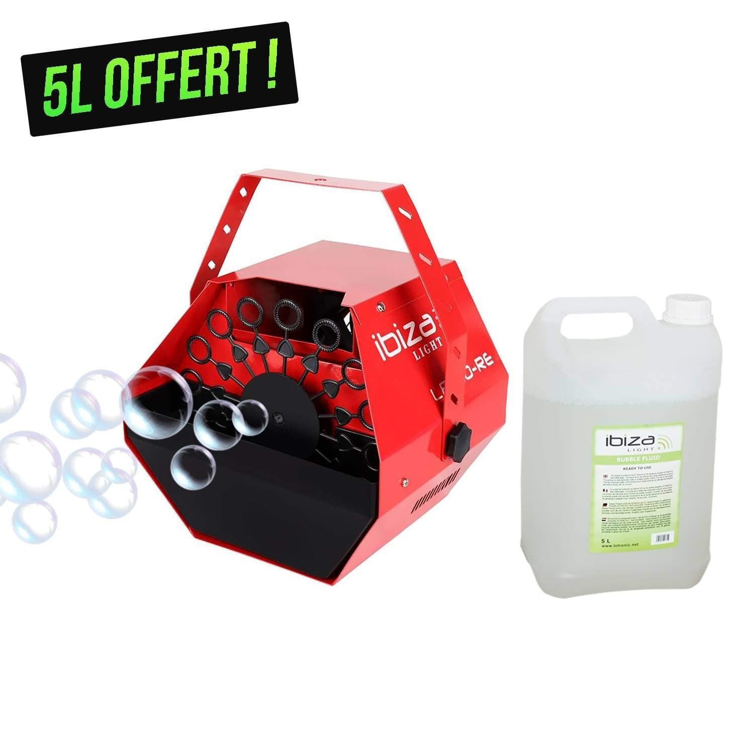 Ibiza Red Bubble Machine 25 W Light + Clamp Mount + 5 Litre Liquid