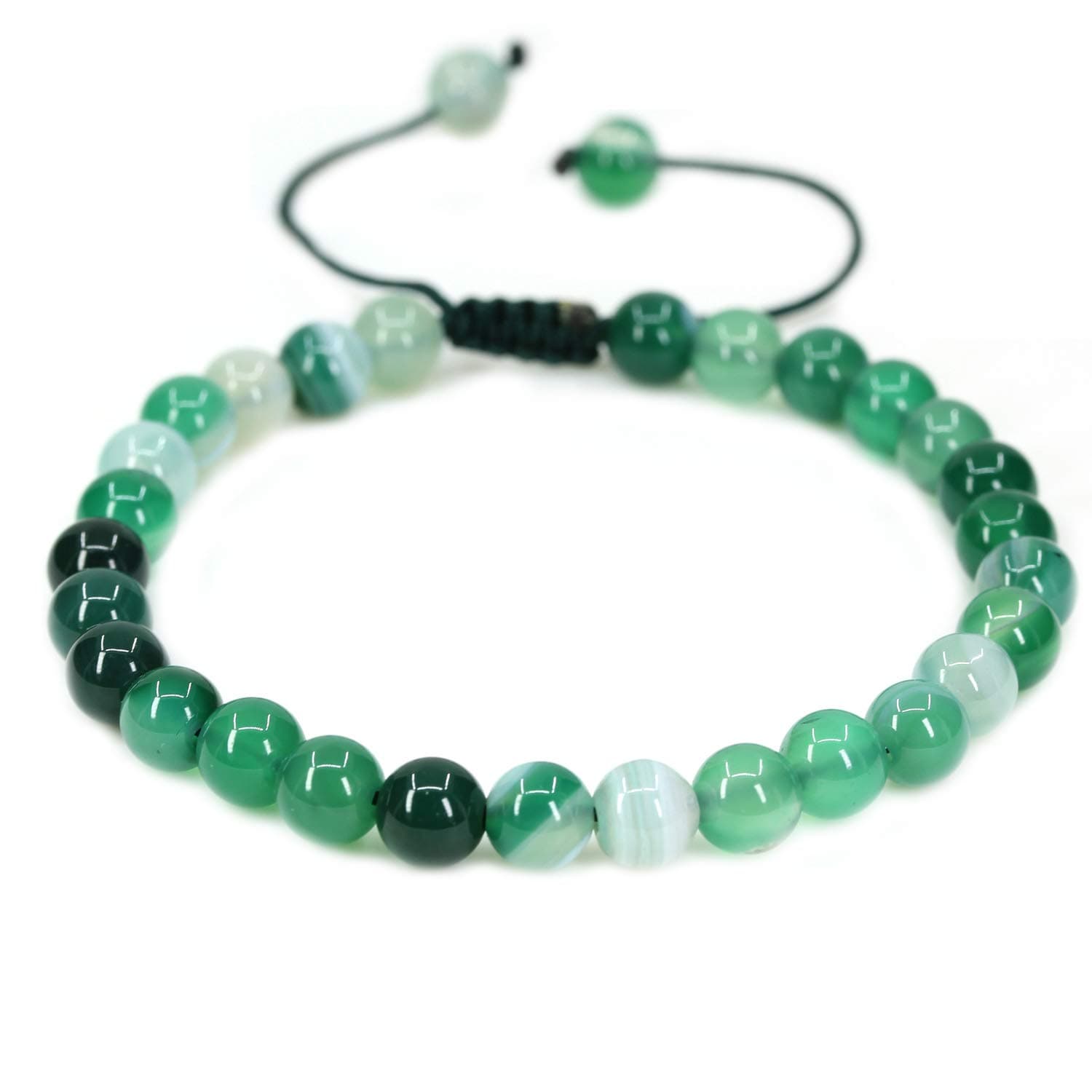 CHENYUE Gemstone 6mm Round Beads Adjustable Braided Macrame Tassels Chakra Reiki Bracelets 7" Unisex