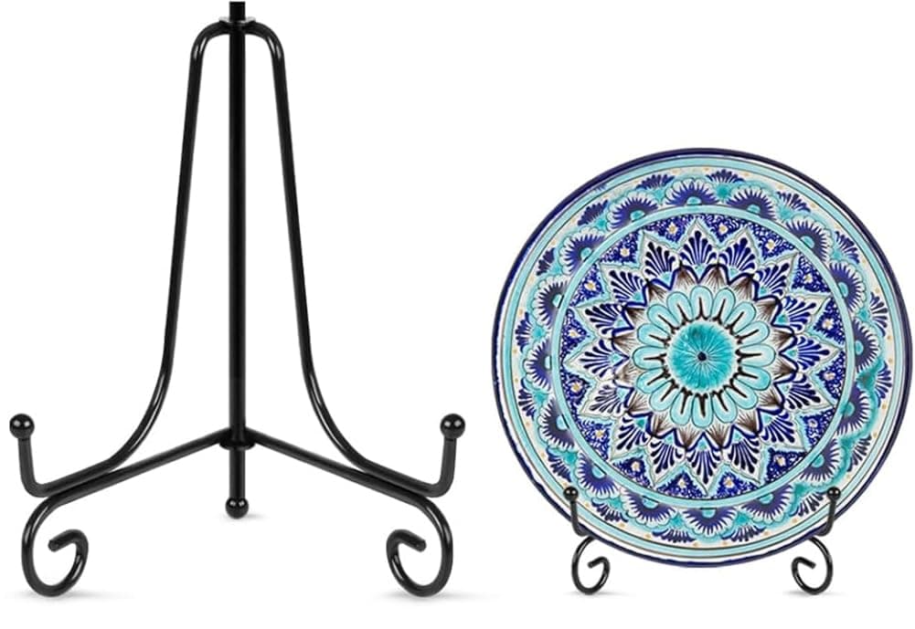 Plate Stands for Display, Plate Holder Display Stand, Picture Frame Stand Metal Frame Holder Stands for Book,Small Easel,Decorative Plate,Photo and Platter,Tabletop Art Black 10 Inch