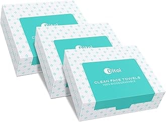 Face Towels, 10"×12" Disposable Face Towel, Face Towelettes XL, Ultra Soft Makeup Remover Dry Wipes, Thick Face Towel for Travel, 45 Count (3 Pack)