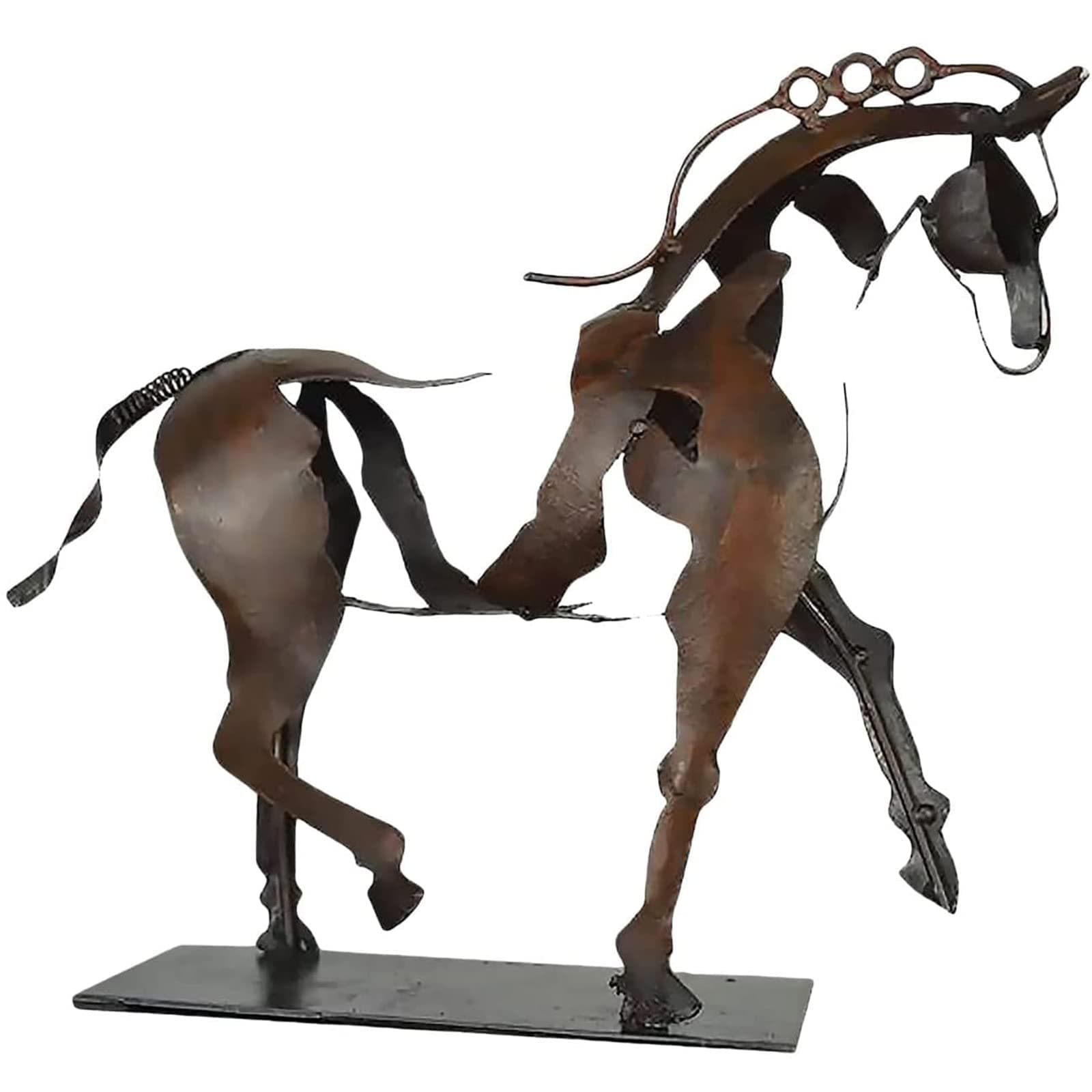 Metal Horse Decorative Statue With Light, 3D Handmade Rustic Standing Horse Statue, Metal Horse Sculpture Adonis Ornament Decoration for Home Bookshelf Office Desk Decor