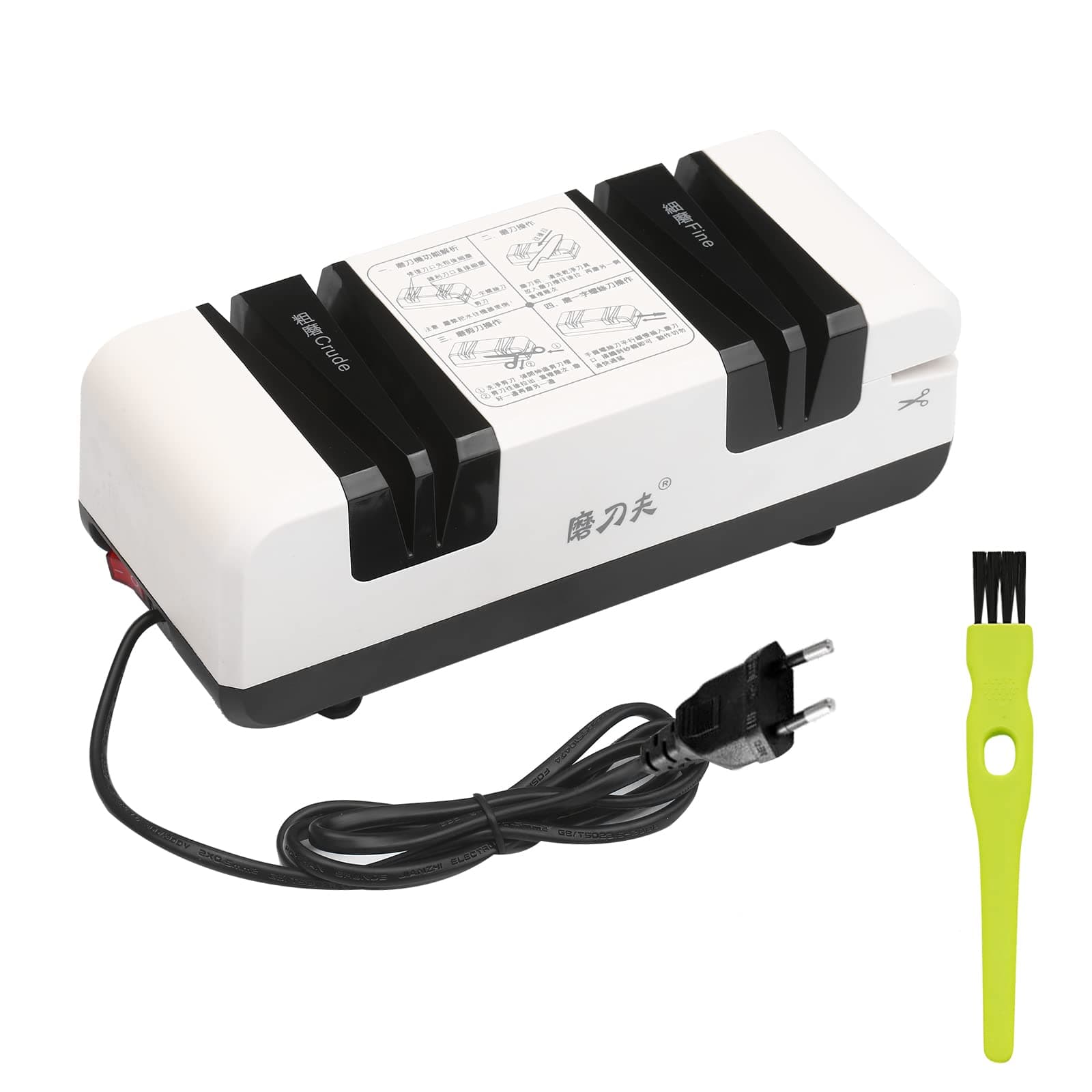 Professional Electric Knife Sharpener Multifunctional Automatic Cut Sharpeners with 15-Degree Bevel Crude and Fine Grooves for Straight Serrated Knives Scissors Kitchen Cutter Grinder