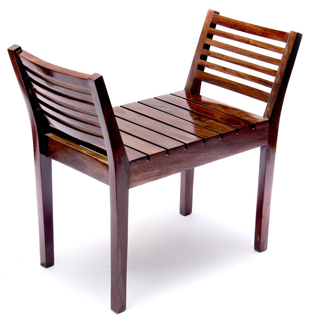 Solid Sheesham Wood Seating Bench with Armrest for Home Living Room Hall Wooden Furniture for Indoor Outdoor Garden Balcony (Teak Finish)