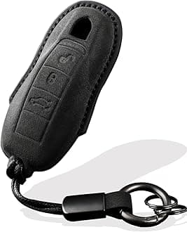 for Porsche Key Fob Cover with Keychain Fit for Panamera,Cayenne,Macan,Boxster,Cayman,718,911,918,92a,970,981,991, Smart Keys Case Protector Suede (Black, Style B)
