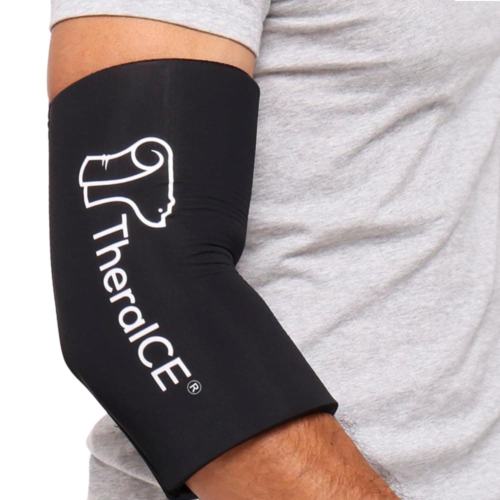 TheraICE Rx Elbow & Knee Ice Pack for Injuries Compression Sleeve, Reusable Gel Cold Pack for Knee, Elbow, Ankle, Calf - Flexible Cold Wrap Recovery for Meniscus, ACL, MCL, Bursitis Pain Relief (S)
