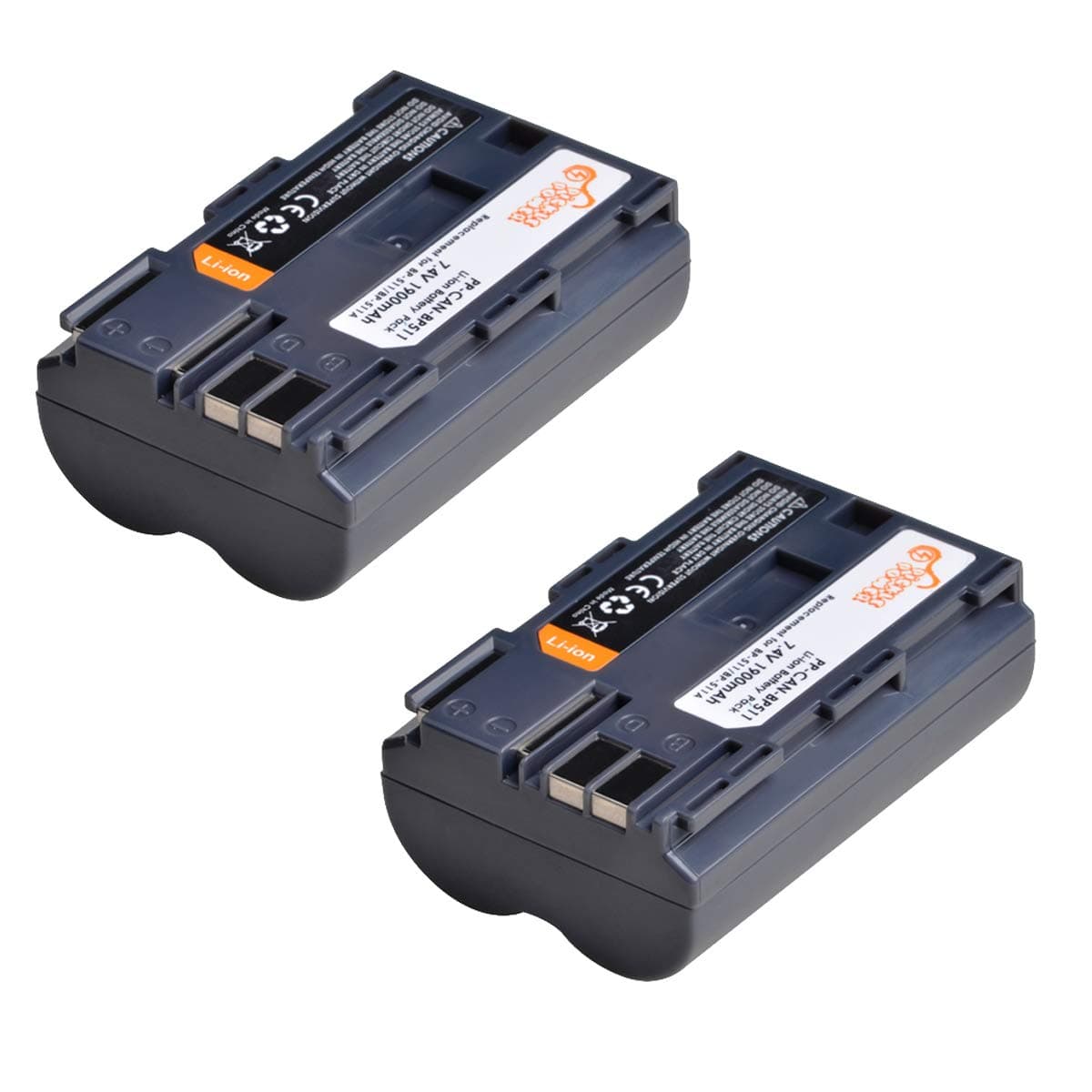 BP-511 Battery, Pickle Power 2 Pack BP-511a Batteries for Canon 10D,20D,20Da,30D,40D,50D,300D,G1,G2,G3,G5,G6,Pro 1,Pro 90,Pro 90IS Cameras(1900mAh, 7.4V)