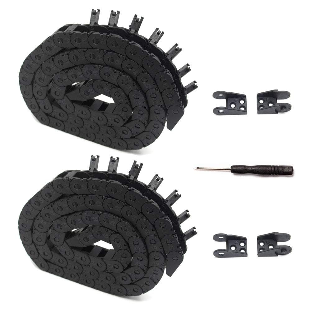 2PCS 10x11mm Length 1Meter Black Plastic Open Type Cable Wire Carrier Drag Chain Towline R18 for 3D Printer and CNC Machines (10mmX11mm-Outside Open)