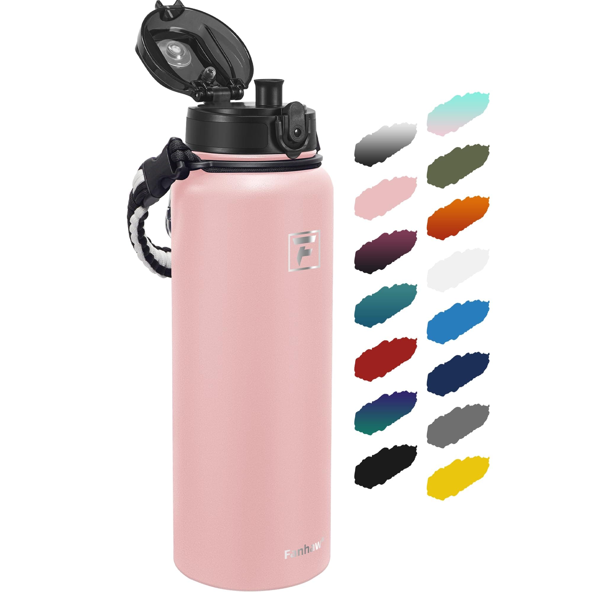 Fanhaw 40 oz Insulated Stainless Steel Water Bottle with Chug Lid, Leakproof & Sweat-Free Extra-Large Metal Bottle for Outdoor, Hiking & Gym (Pink)