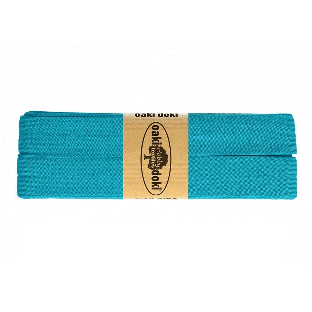 Oaki Doki Plain Jersey Bias Binding Tape 3 m Turquoise Öko-Tex Viscose Jersey – Price is for 1 Piece = 3 Metres
