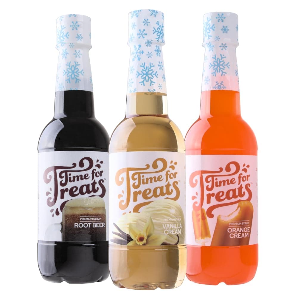 3-Pack Vanilla Cream, Root Beer, Orange Cream Syrup 16.9 Fluid Ounce Per Bottle for Snow Cones, Homemade Sodas, Cocktails, Coffee, Baking and More