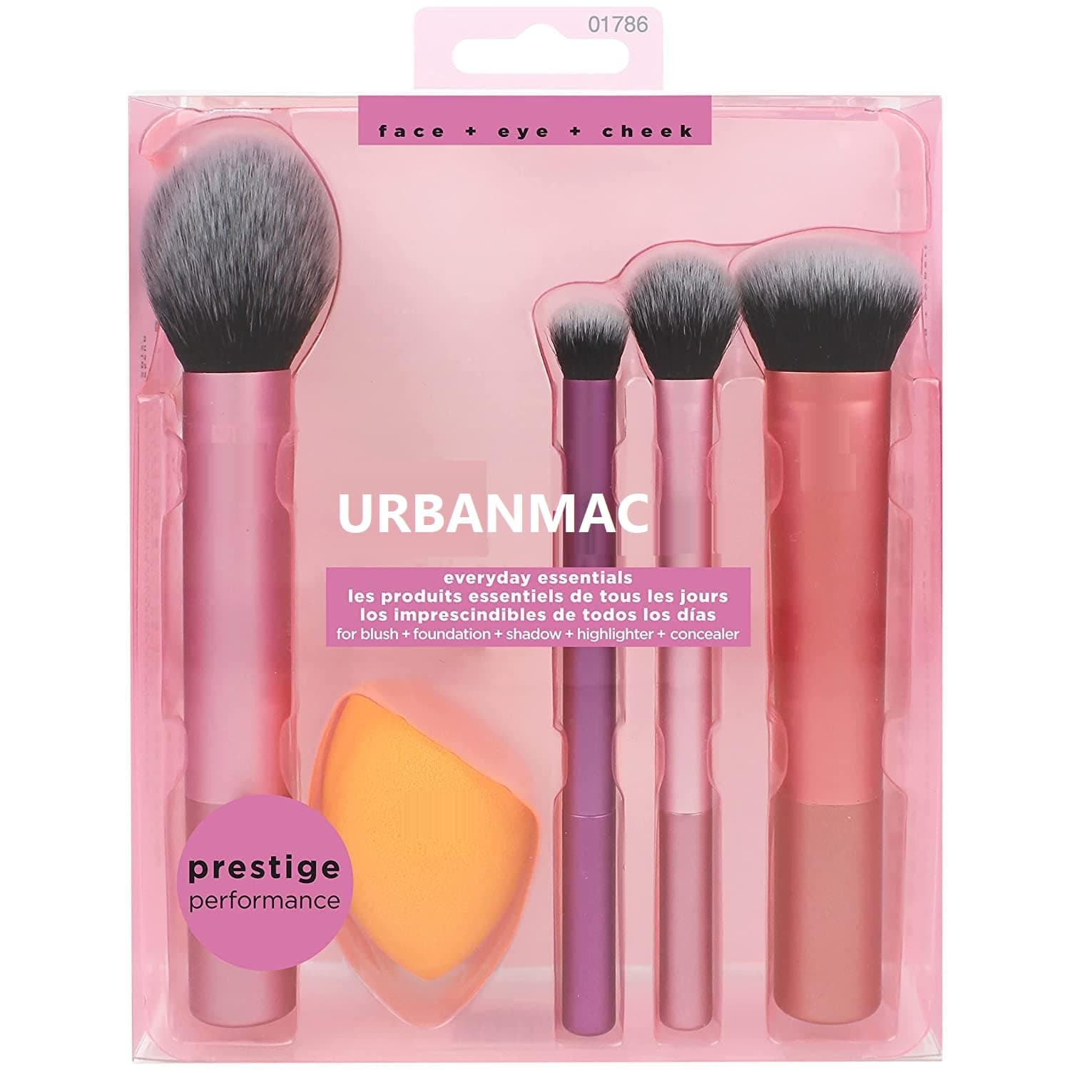 URBANMAC Artist Essentials Complete Face Makeup Brush Set for Makeup Artist Inspired Looks, 5 Count (Pack of 1) MULTICOLOR