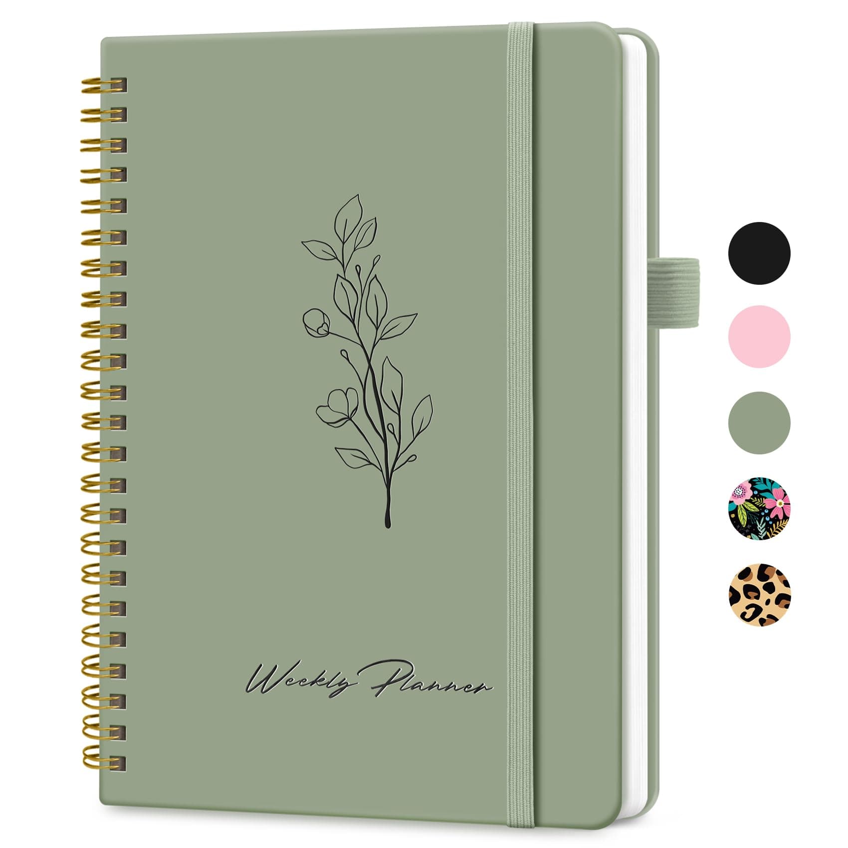 Undated Weekly Planner, Weekly To Do List Notebook with Goal & Habit Tracker Organizer, A5 Weekly Planner Notebook with Spiral Binding, 6.1" x 8.2" - Green