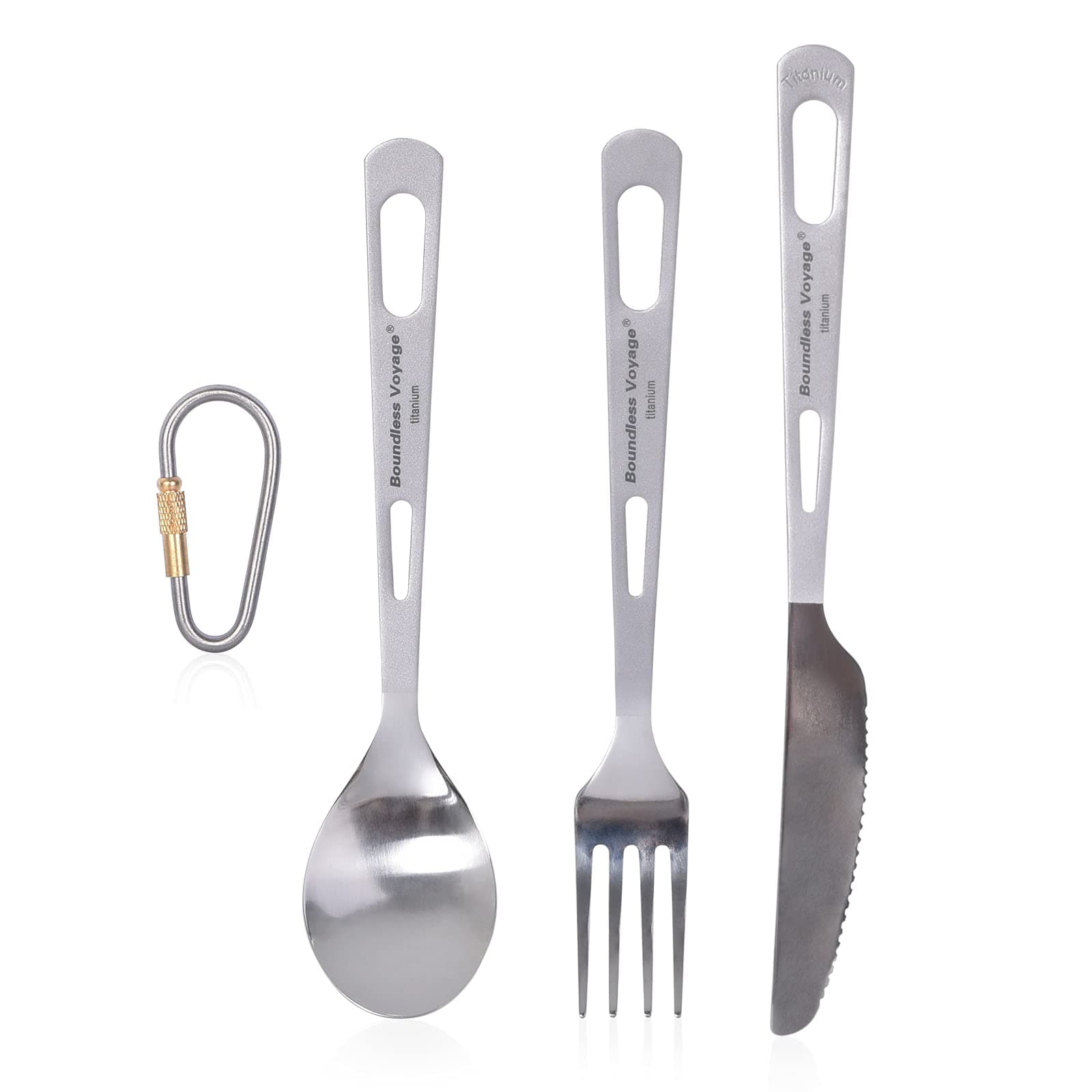 Boundless Voyage Titanium Tableware Camping Knife and Fork Spoon Home Use Travel Camping Cutlery Set
