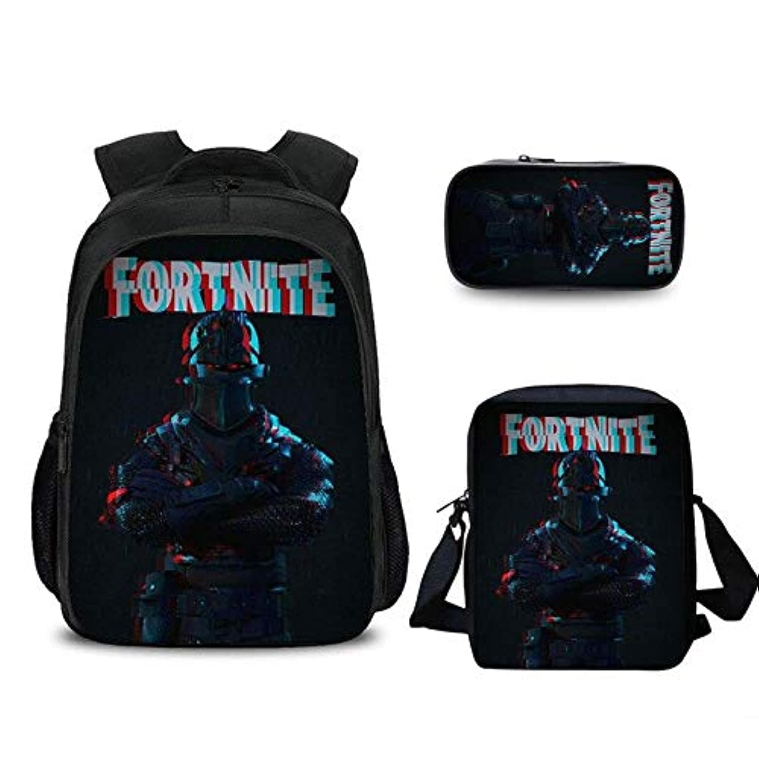 Three-piece backpack set Fortnite personalized burden school bag sport casual Outdoor shoulder messager bag unisex handbag black