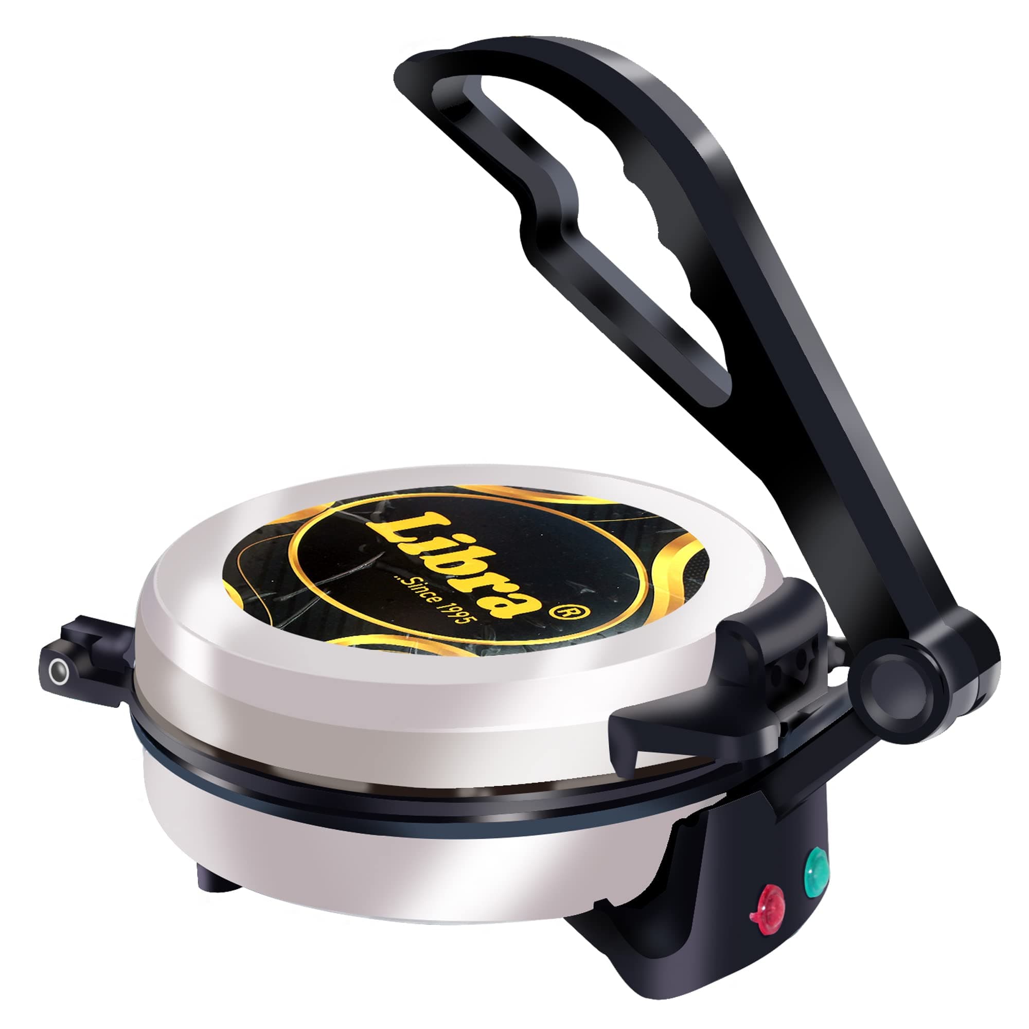 Roti Maker Machine Automatic - Electric Roti Maker with Non-Stick 8 inch Plates and Durable Handle, Auto Temperature Control Chapati Maker Machine with Indicator Lights, 900 Watts, Silver