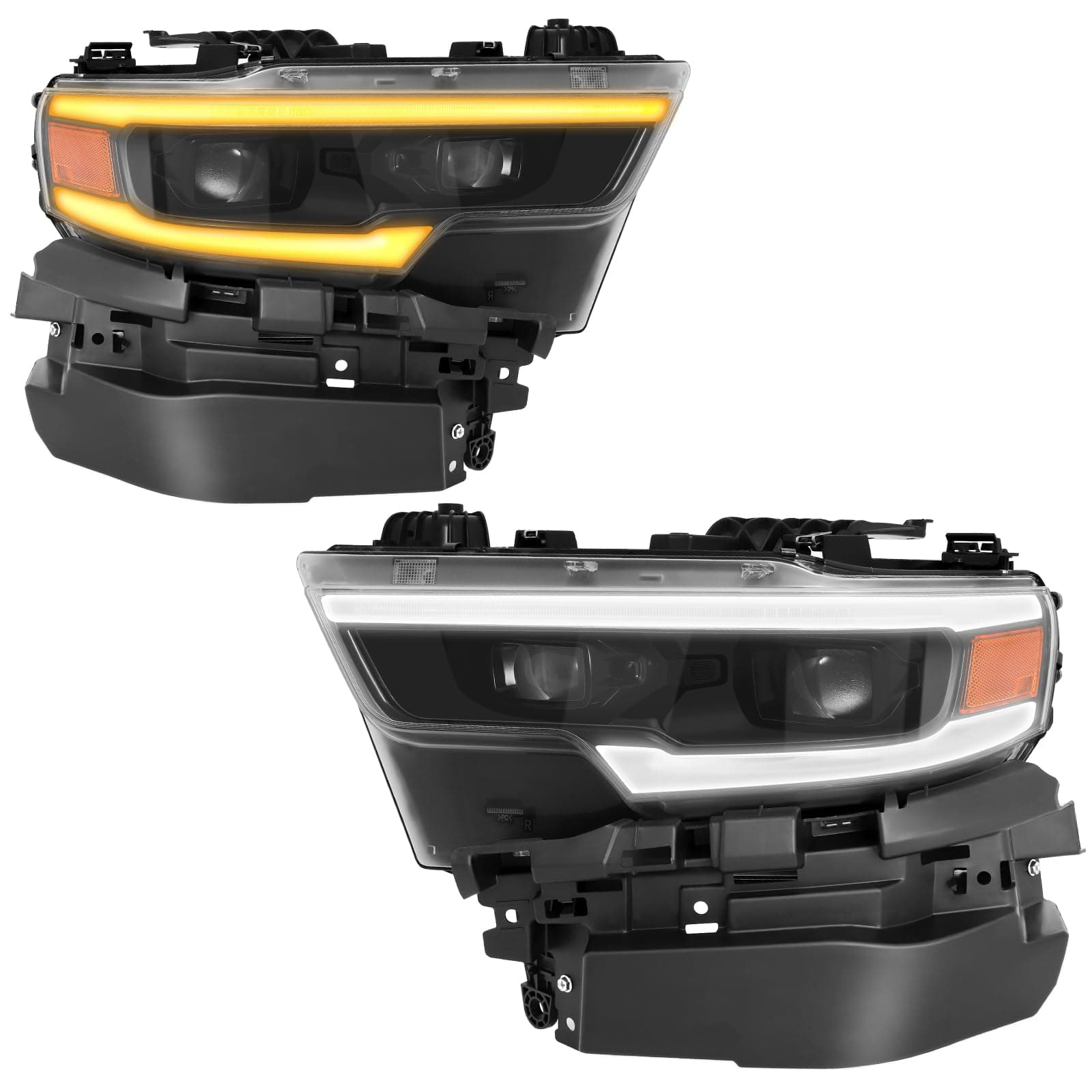 500% Brighter LED Projector Wo/AFS Headlight Assembly with DRL Fit For 2019-2022 Dodge Ram 1500 Limited Longhorn TRX 2019 2020 2021 2022 Head Lamps Left Side And Right Side-S