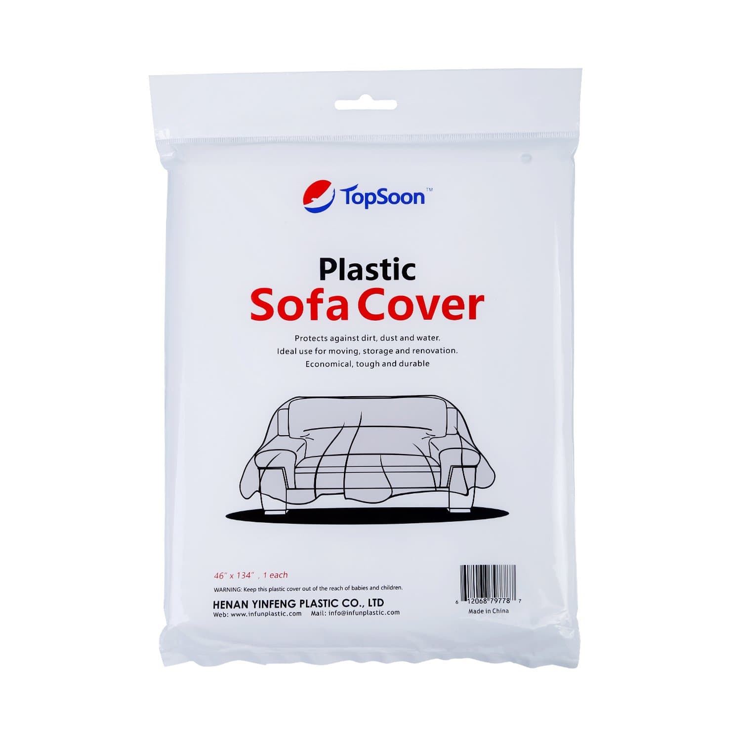 TopSoon Plastic Sofa Cover for Storage or Protection Dust Proof Plastic Couch Cover 134 nches x 46 Inches