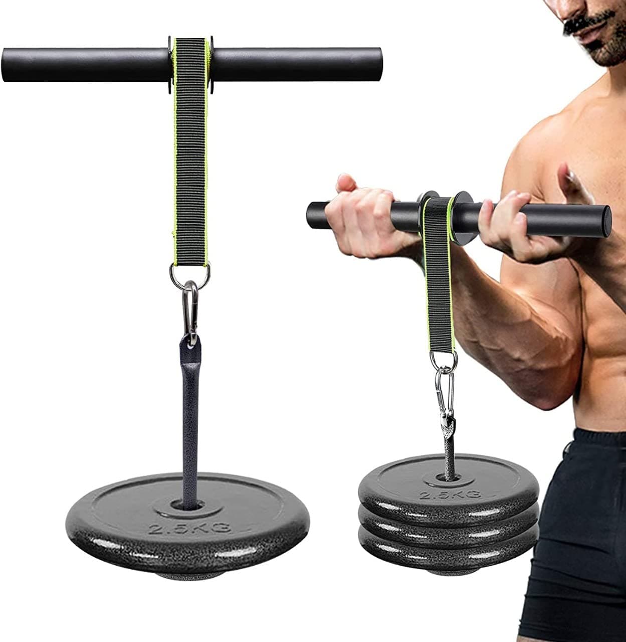 Forearm Blaster Wrist Roller - Forearm Workout Equipment with Soft Foam Grip Handles - Fit 1 inch Weight Plates -(Without Weight)