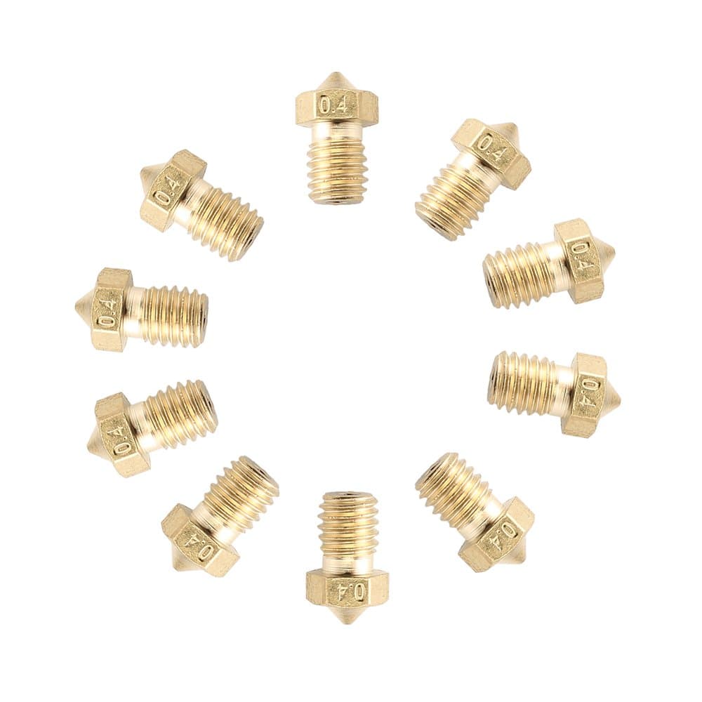 Yowming 10PCS M6 3D Printer Nozzle 0.4mm Brass Extruder Nozzle 1.75mm Filament Print Head for E3D-V5/6M6 Makerbot