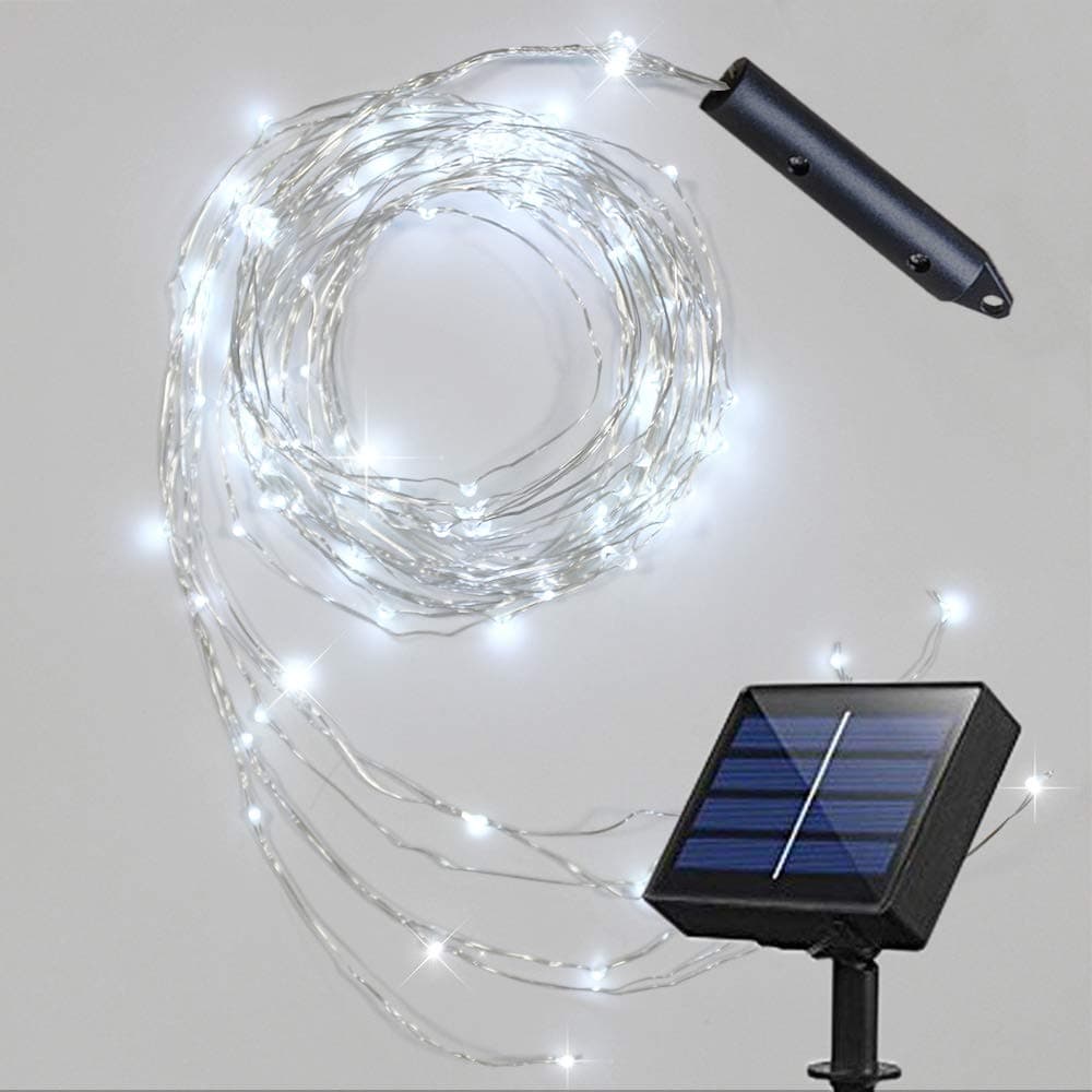 soltuus Solar Fairy String Lights Outside Cool White, Multi Strand 180 LEDs Watering Can Light for Outdoor, Waterproof Solar Powered Waterfall Lights, Firefly Bunch Lights for Garden Décor