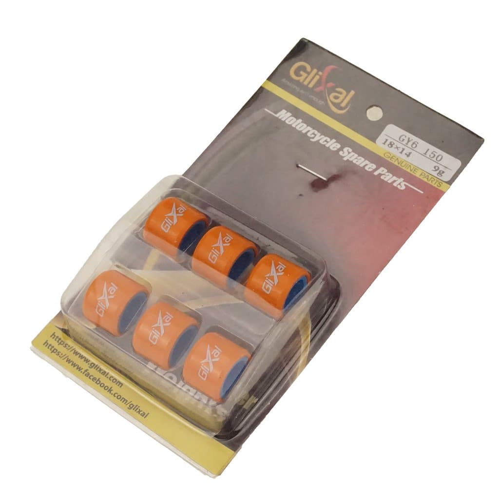 Glixal ATKS-04017 18x14mm High Performance Racing Variator Roller Weights Set 152QMI 157QMJ GY6 125cc 150cc Scooter Moped ATV Go-Kart (9 gram)