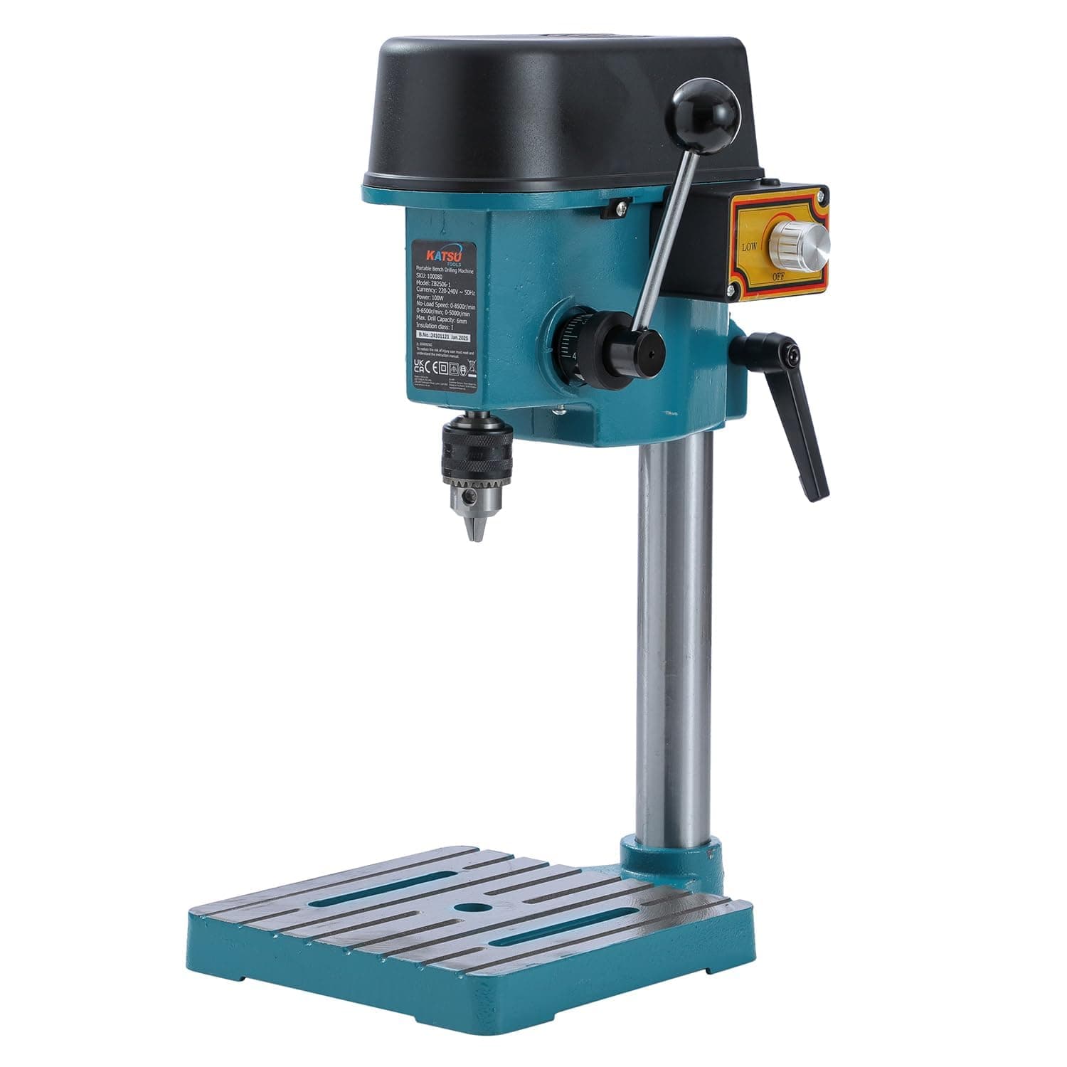 KATSU Mini Bench Drill Pillar Press Stand 100W with Fully Adjustable Speed + 6mm Chuck + Handle Lock + Electronic Variable Speed Switch