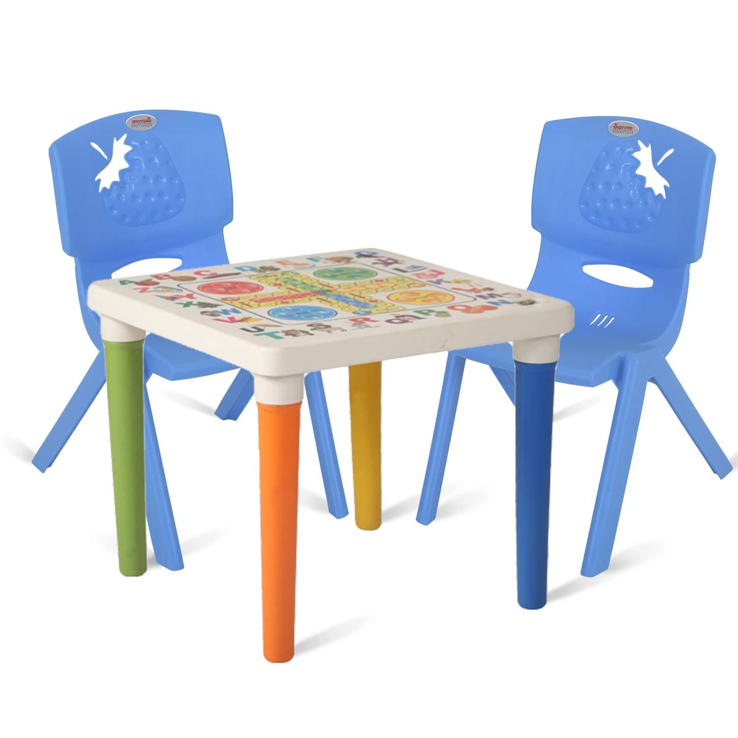 SupremeKids Plastic Model 1 Bubble Table & 2 Strawberry Chair Combo (Soft Blue, 46 * 39 * 59)