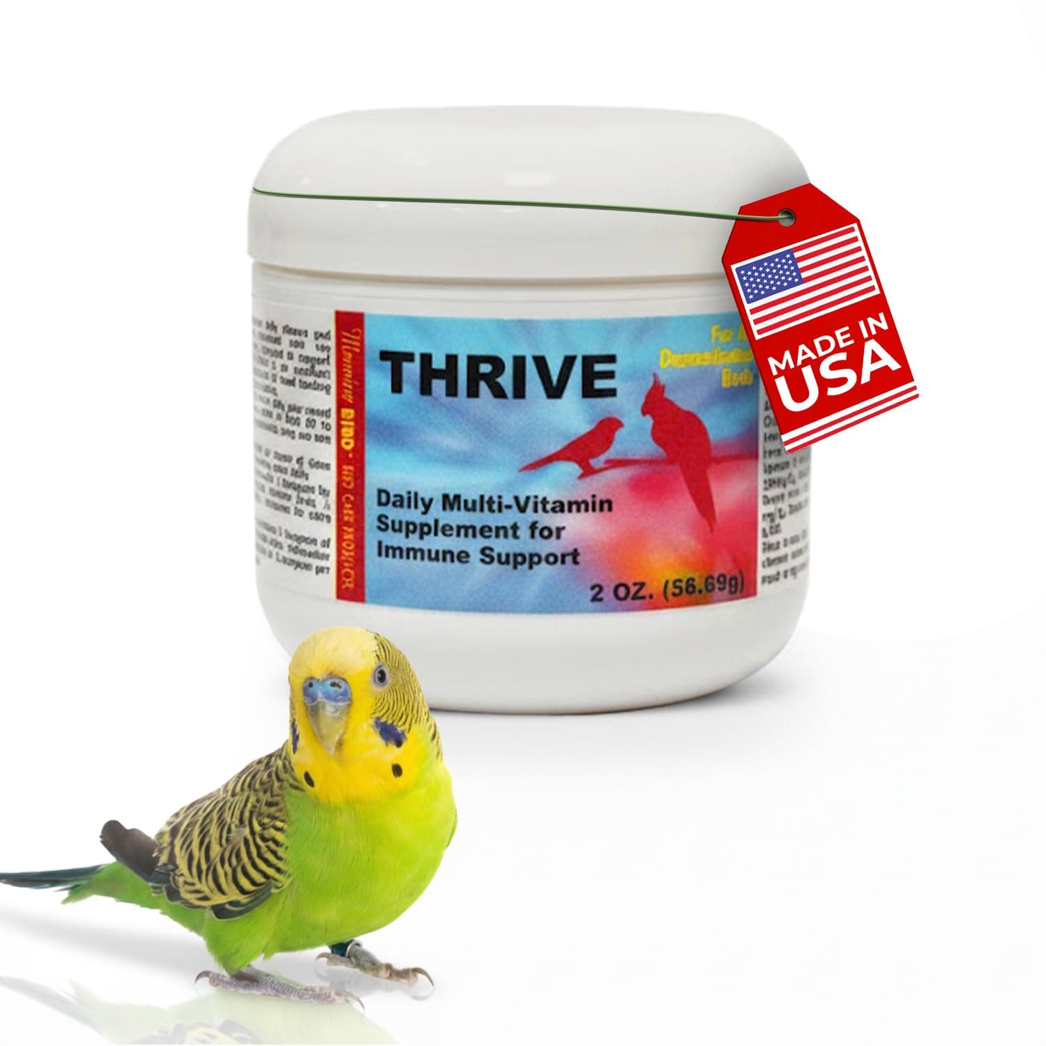 Thrive 2 oz – Daily Multi-Vitamin Bird Supplement for Immune & Recovery Support – Ideal for Sick, Injured, or Recovering Birds – Energy & Wellness Formula for Adult Birds