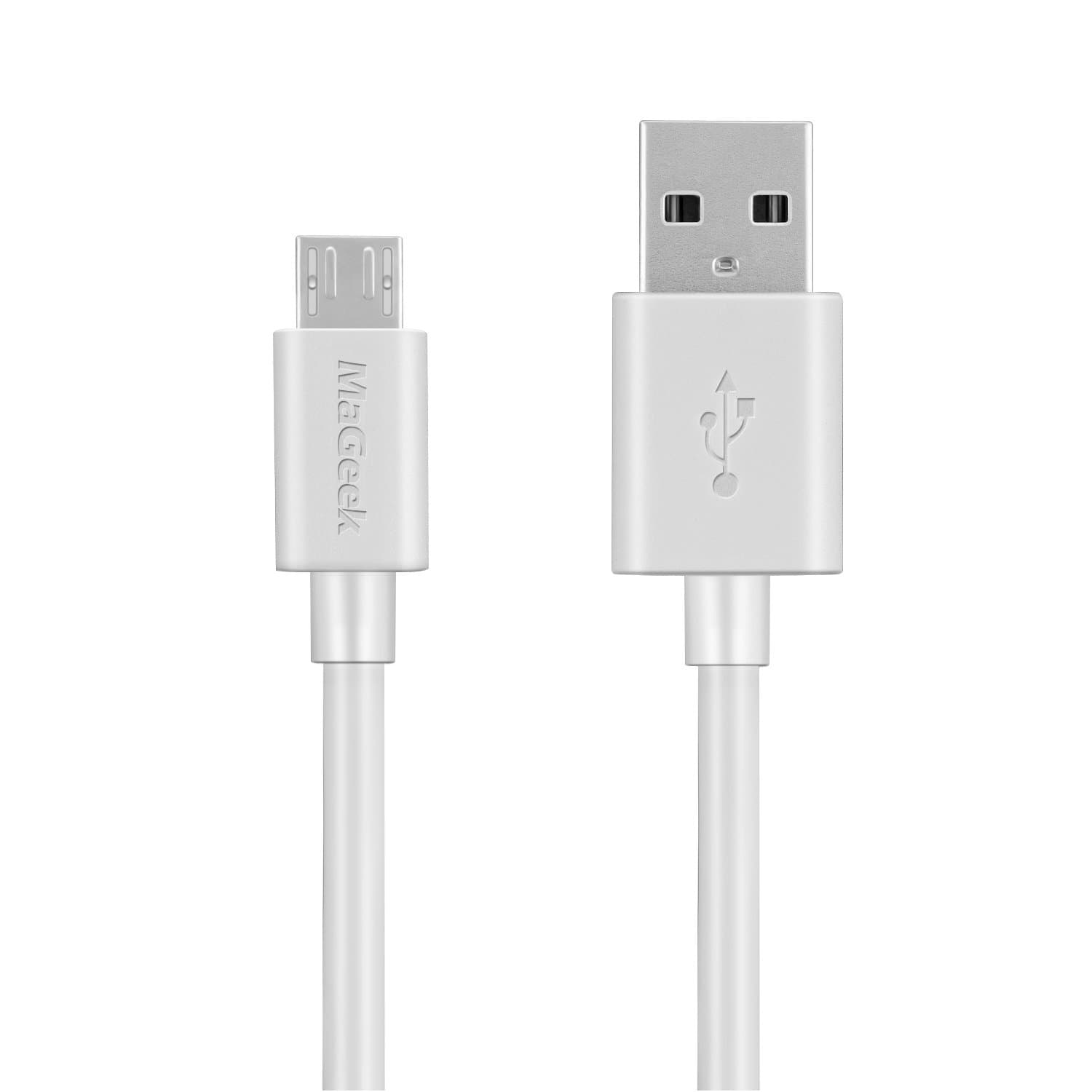 – MaGeek® 10ft / 3.0m Premium Extra Long Micro USB to USB Cable High Speed USB 2.0 A Male to Micro B for Samsung, HTC, Sony, Motorola, LG, Google, Nokia and More (White)